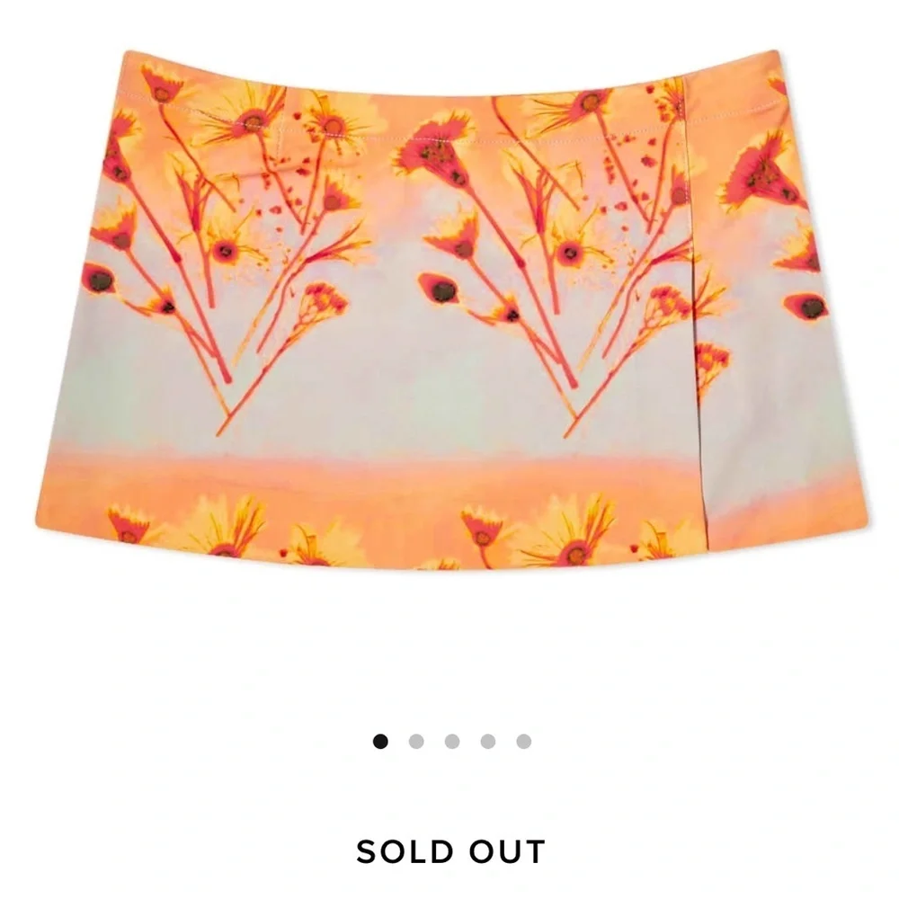NWT Miaou Mini Skirt Micro in Sunrise Orange Multicolor Floral Print​